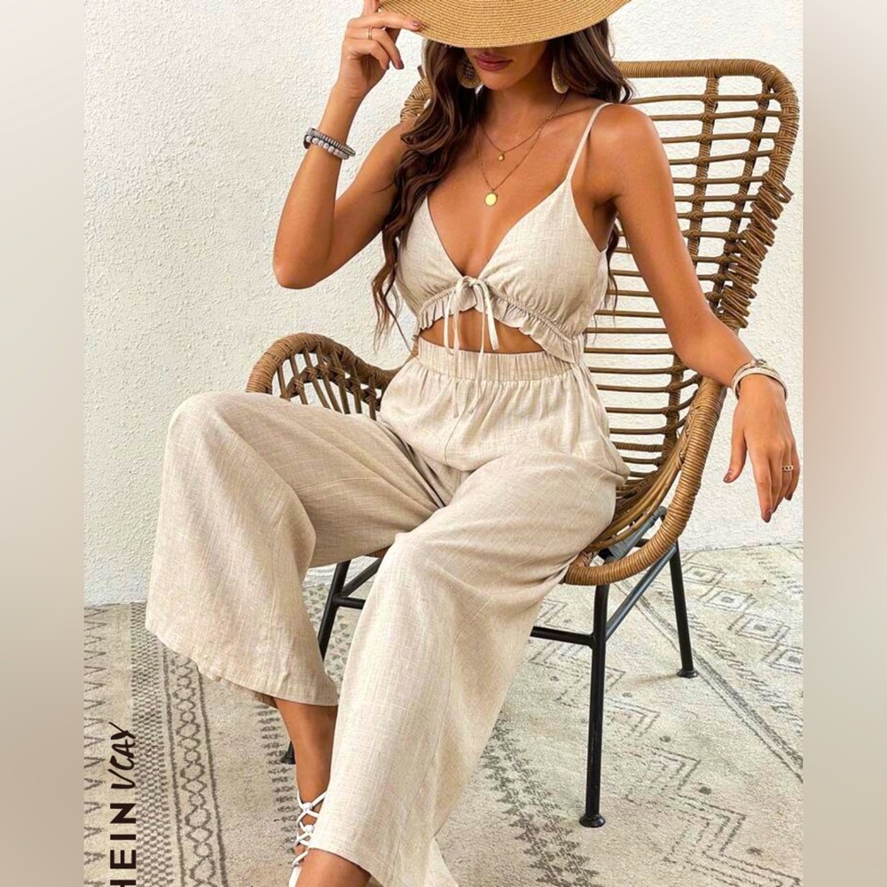 Tie Front Cami Cutout Jumpsuit NWT